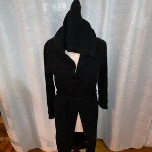 Spago Collection Long Black Sweater/Jacket w/Hood Size 1X